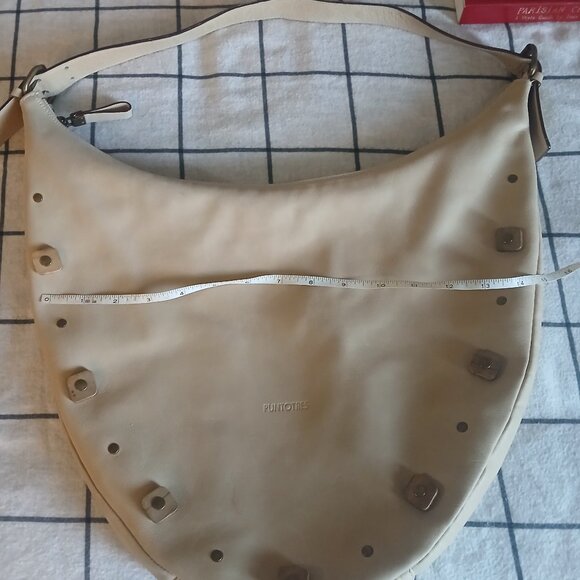 PUNTOTRES cream leather hobo bag - Picture 9 of 10
